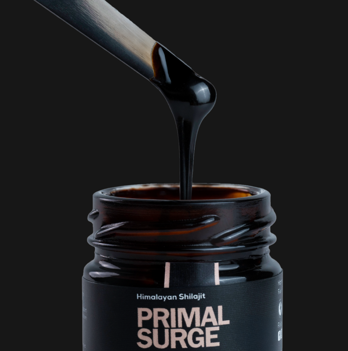 Shilajit resin jar with metal spoon and packaging